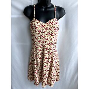 Vintage Pastille Sundress Floral Cream Red Size 10 Girly Summer Cottagecore Cute